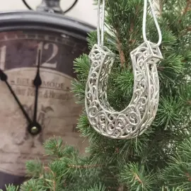 Елочная игрушка "Подкова" из серебра Елочная игрушка "Подкова" из серебра